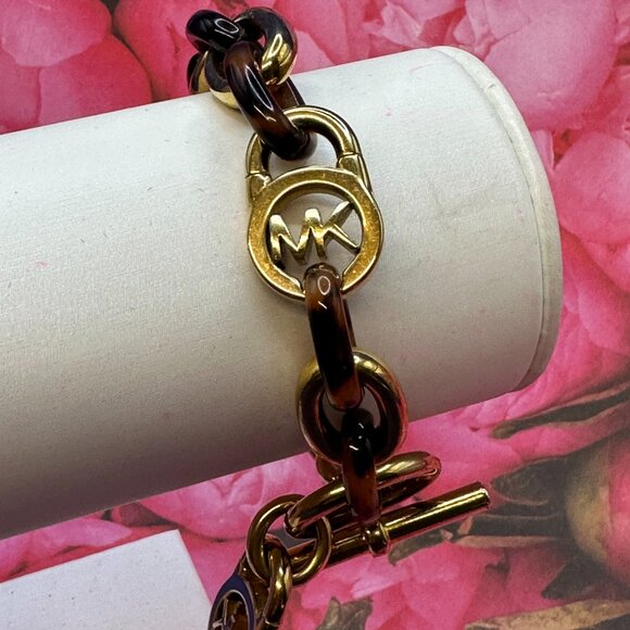 Michael Kors Faux Tortoise Shell & Gold-Tone Link Bracelet - Picture 2 of 8